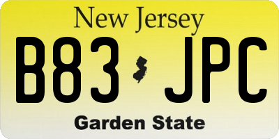 NJ license plate B83JPC