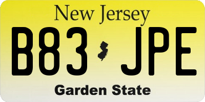 NJ license plate B83JPE