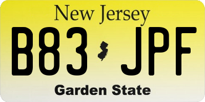 NJ license plate B83JPF