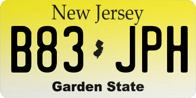 NJ license plate B83JPH