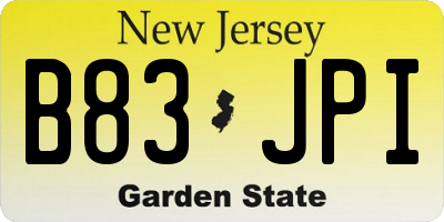 NJ license plate B83JPI