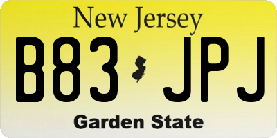 NJ license plate B83JPJ