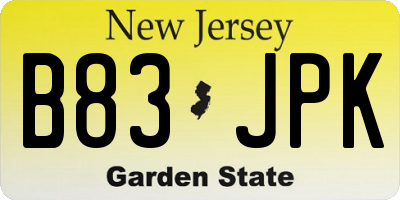 NJ license plate B83JPK