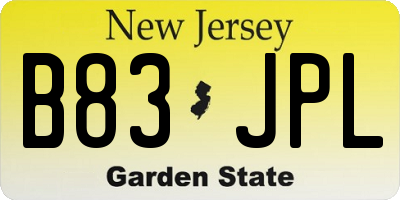 NJ license plate B83JPL