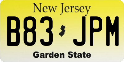 NJ license plate B83JPM