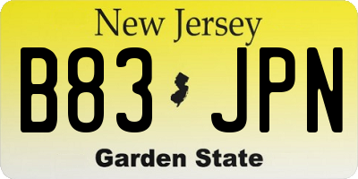 NJ license plate B83JPN