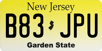 NJ license plate B83JPU