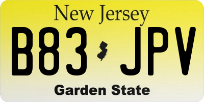 NJ license plate B83JPV