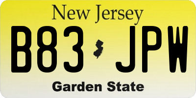 NJ license plate B83JPW