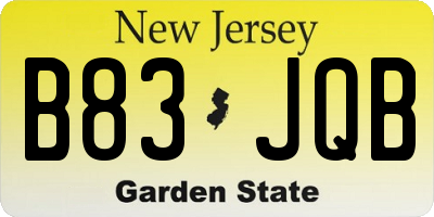 NJ license plate B83JQB