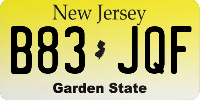 NJ license plate B83JQF