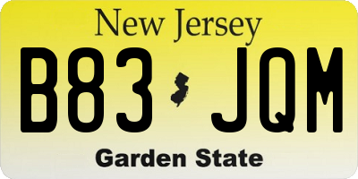NJ license plate B83JQM