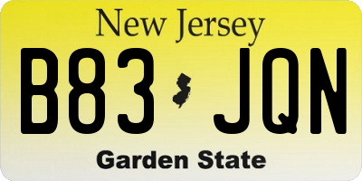 NJ license plate B83JQN