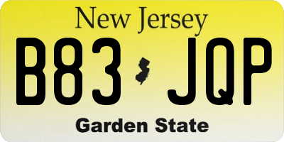NJ license plate B83JQP