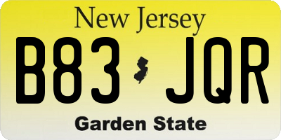 NJ license plate B83JQR