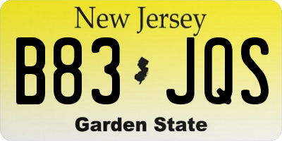 NJ license plate B83JQS