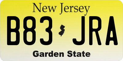 NJ license plate B83JRA