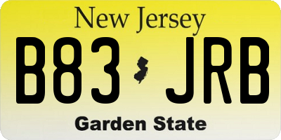 NJ license plate B83JRB
