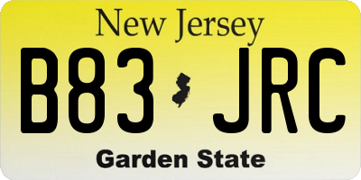 NJ license plate B83JRC