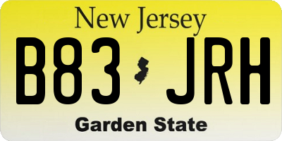 NJ license plate B83JRH
