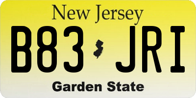 NJ license plate B83JRI