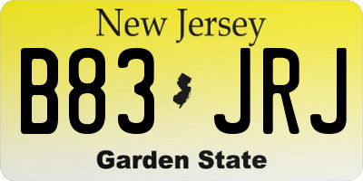 NJ license plate B83JRJ