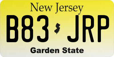 NJ license plate B83JRP