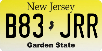 NJ license plate B83JRR