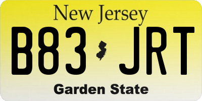 NJ license plate B83JRT