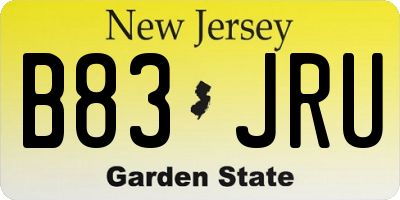 NJ license plate B83JRU