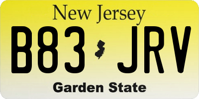 NJ license plate B83JRV