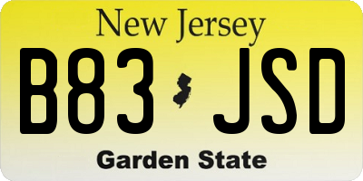 NJ license plate B83JSD