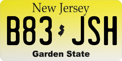 NJ license plate B83JSH