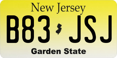 NJ license plate B83JSJ