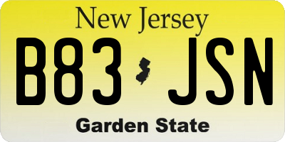 NJ license plate B83JSN