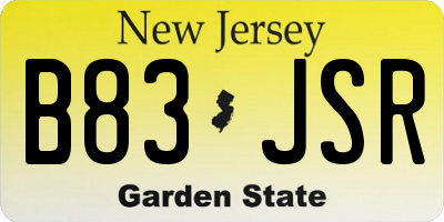 NJ license plate B83JSR