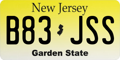 NJ license plate B83JSS