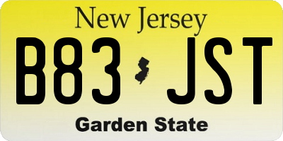 NJ license plate B83JST