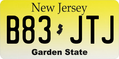 NJ license plate B83JTJ