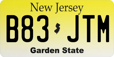 NJ license plate B83JTM