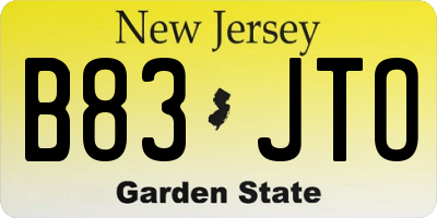 NJ license plate B83JTO