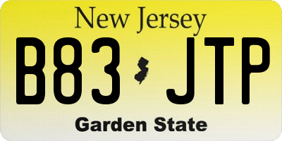 NJ license plate B83JTP