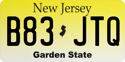NJ license plate B83JTQ