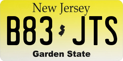 NJ license plate B83JTS