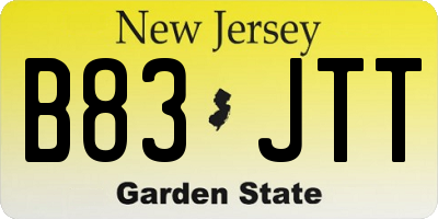 NJ license plate B83JTT
