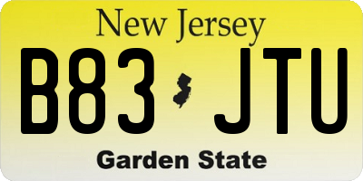 NJ license plate B83JTU