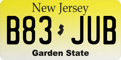 NJ license plate B83JUB
