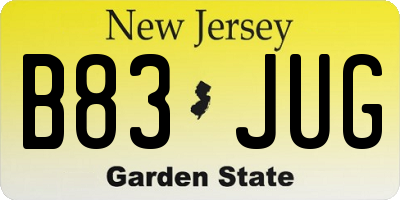 NJ license plate B83JUG