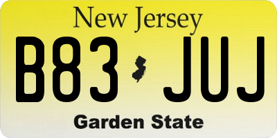 NJ license plate B83JUJ