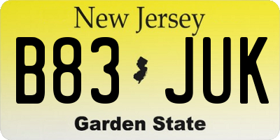 NJ license plate B83JUK